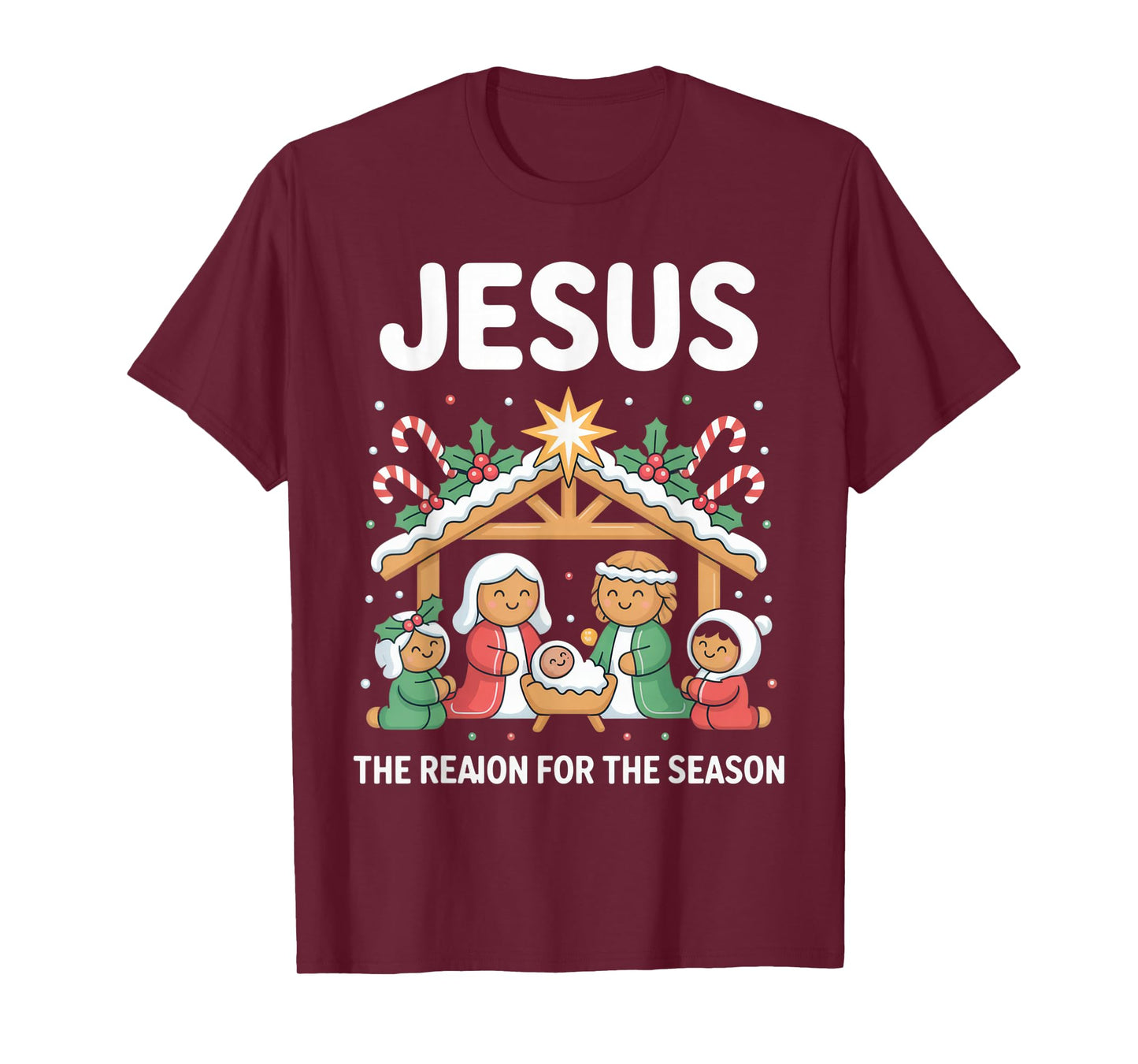 Jesus The Reason for The Season Christmas Spirit Nativity T-Shirt