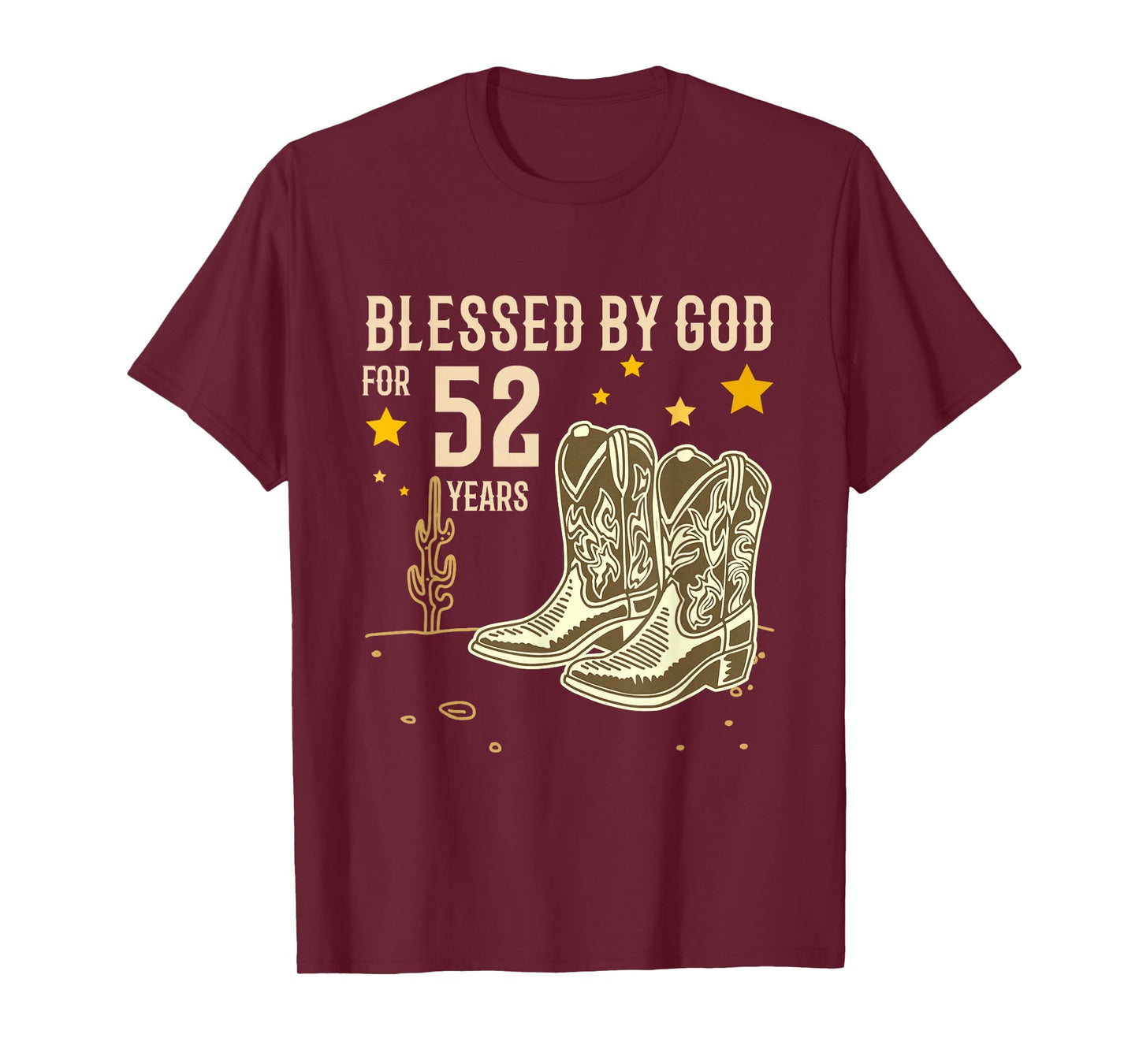 Vintage Blessed by God for 52 Years Cowboy 52nd Birthday Men T-Shirt