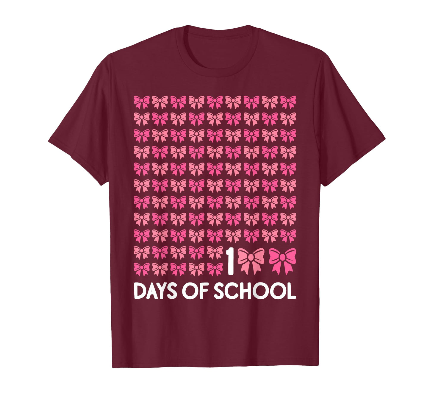 100 Days of School Girls Coquette Bow 100th Day of School T-Shirt