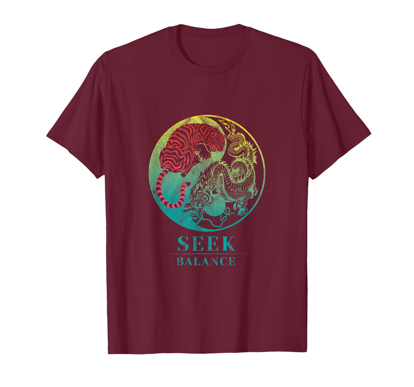 Yin Yang Symbol Dragon Tiger Seek Balance Male Female T-Shirt