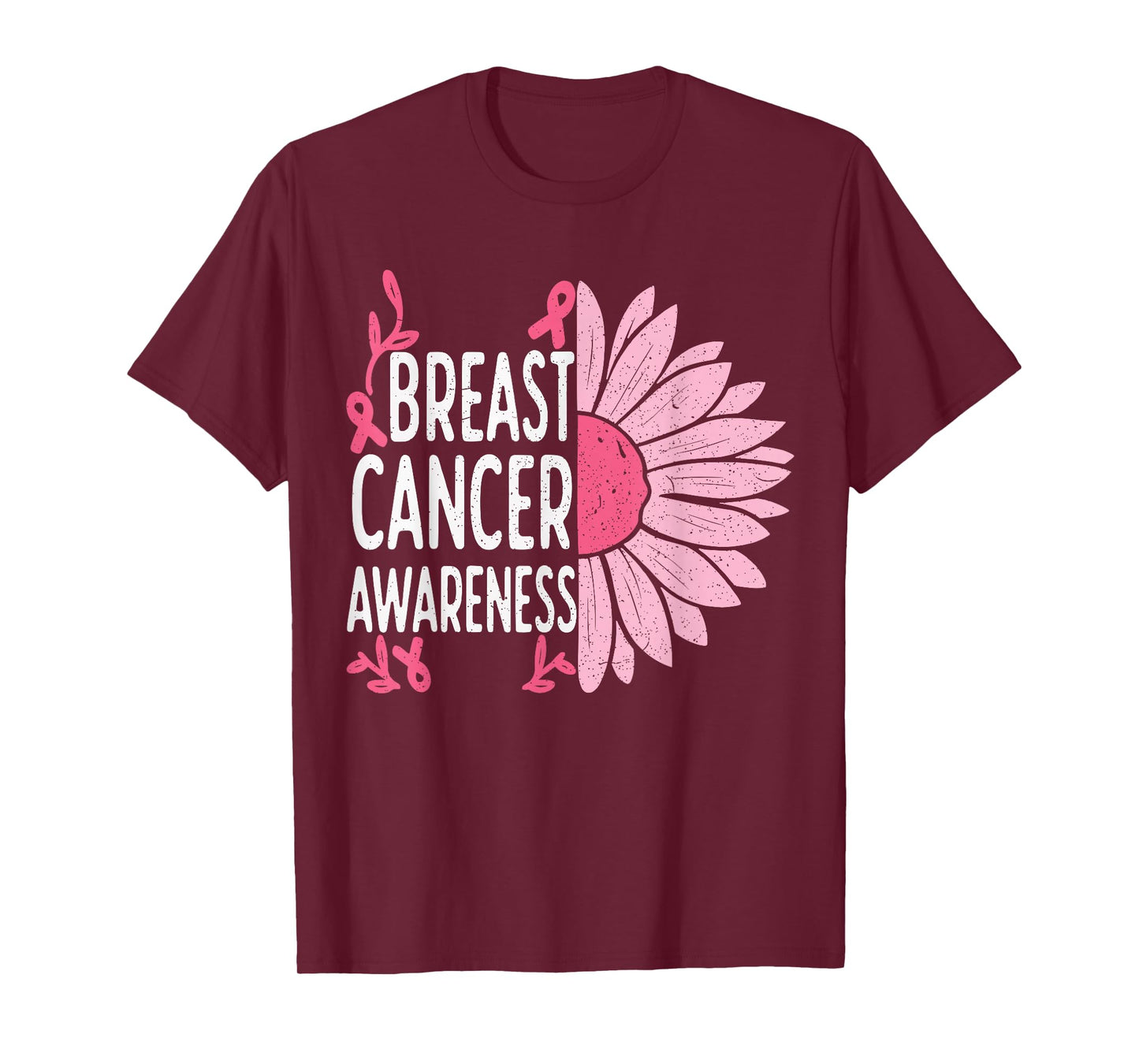Sunflower Pink Ribbon Breast Cancer Awareness T-Shirt