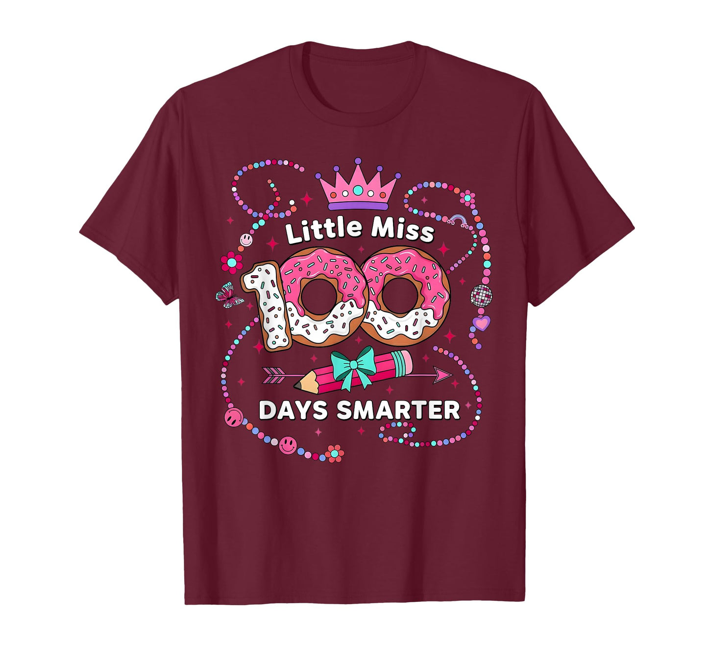 100 Days of School Girls Kids Little Miss 100th Day Smarter T-Shirt