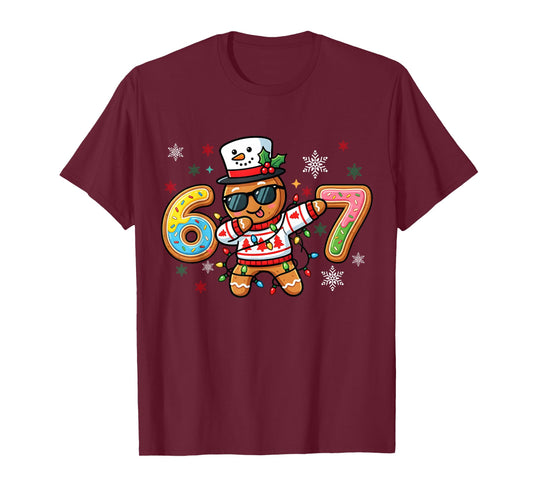 Gingerbread Dance dab Christmas Six Seven 67 Ice Cream Drip T-Shirt