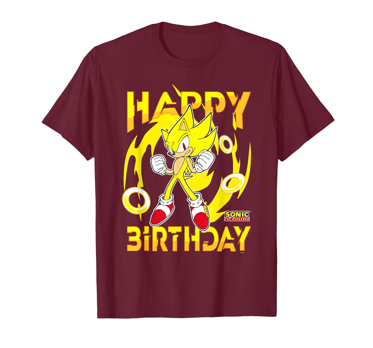 Sonic The Hedgehog Happy Birthday Super Sonic Chest Poster T-Shirt