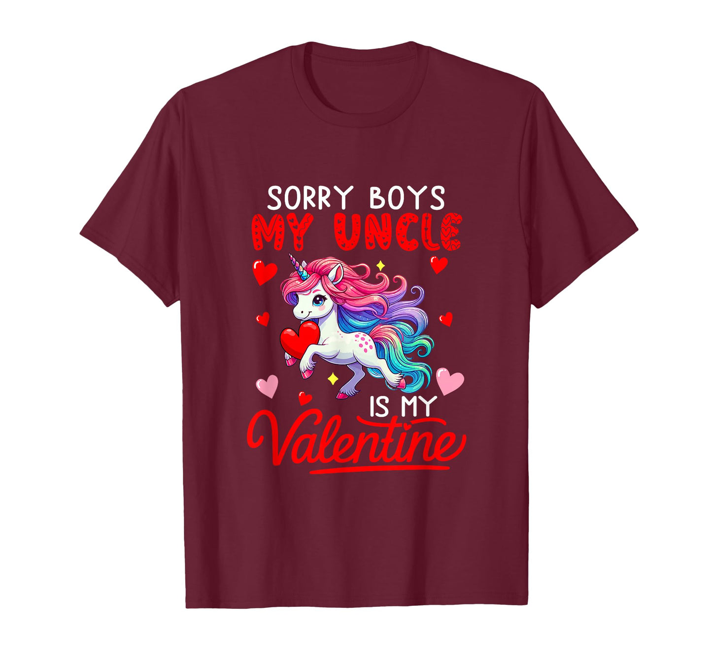 Sorry Uncle is My Valentine Funny Joke Boys Cute Unicorn T-Shirt