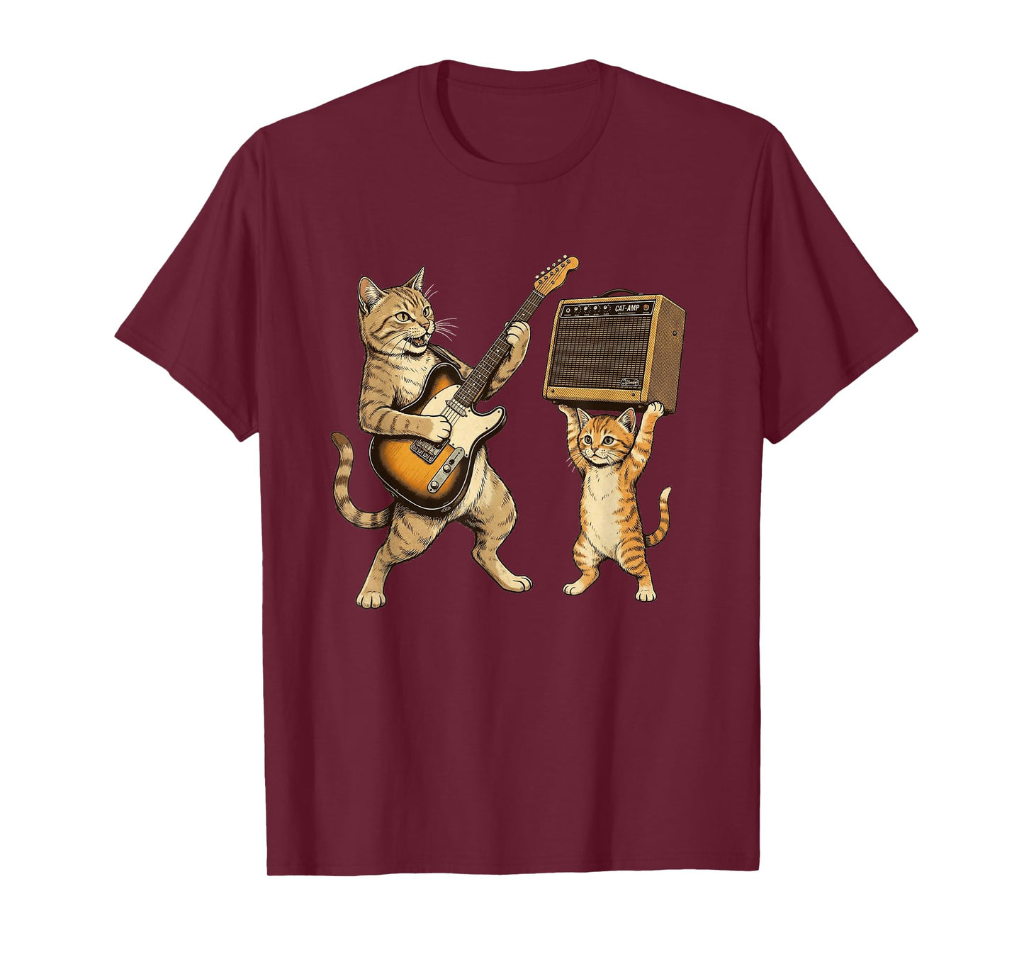 Cat Playing Guitar Shirt Men Rock Star Rock and Roll Kids T-Shirt