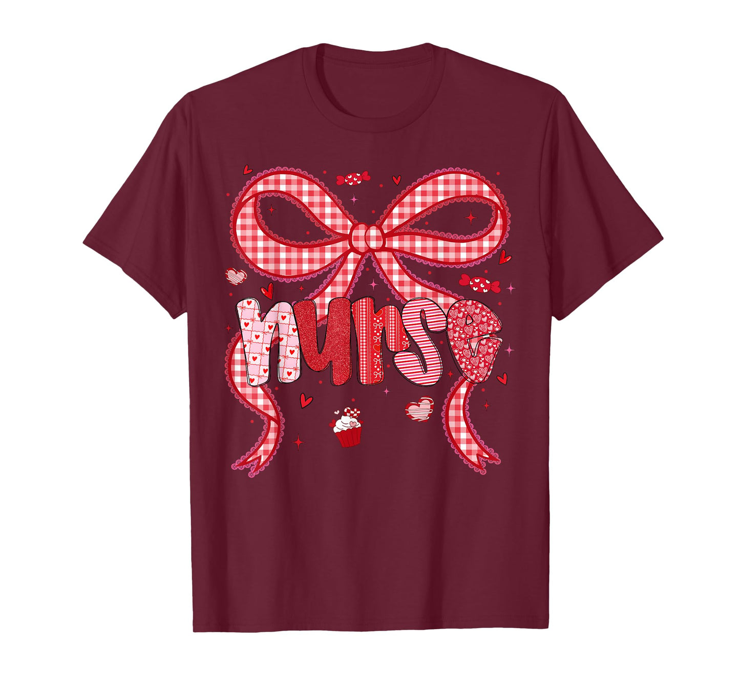 Valentine Nurse Coquette Bow Stethoscope Girl Women T-Shirt