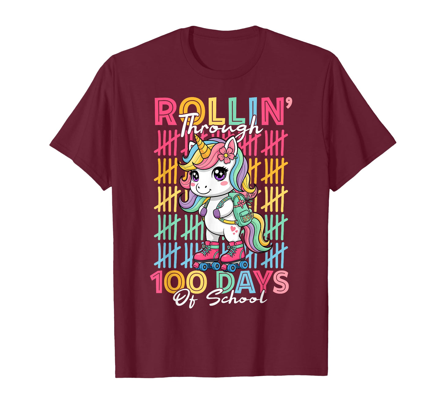 100th Day of School Unicorn 100 Days of School Kids Girls T-Shirt