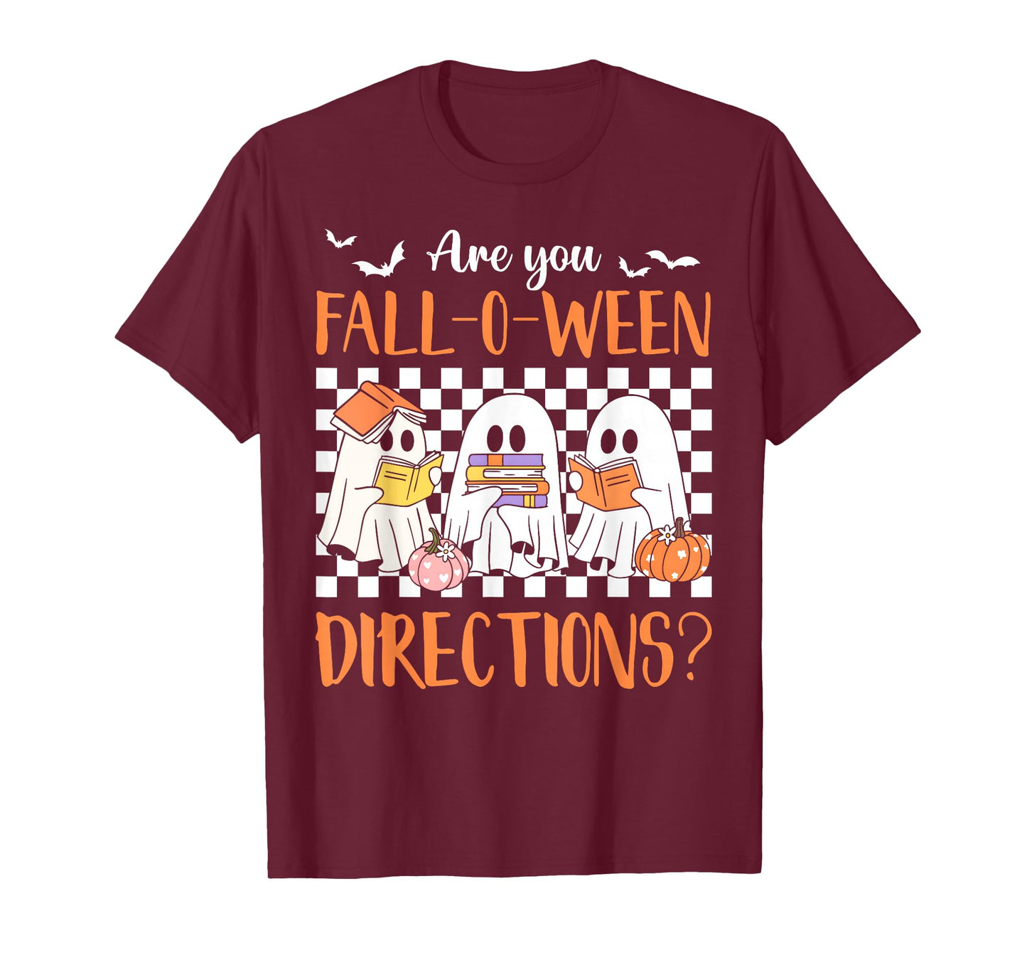 Retro are You Fall O Ween Directions Teacher Halloween Ghost T-Shirt