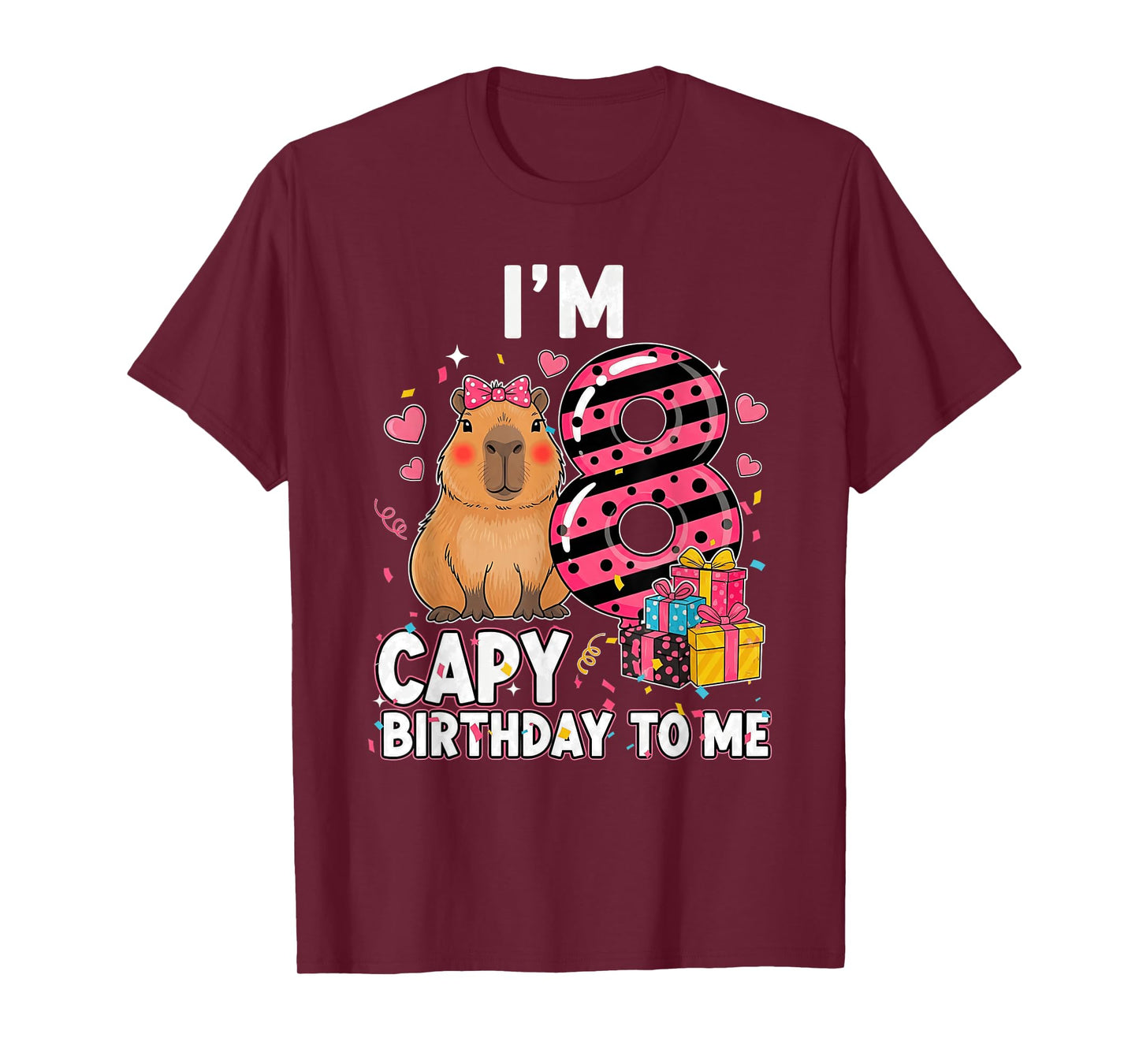 8 Years Capy Birthday to Me Girls 8th Birthday Capybara T-Shirt