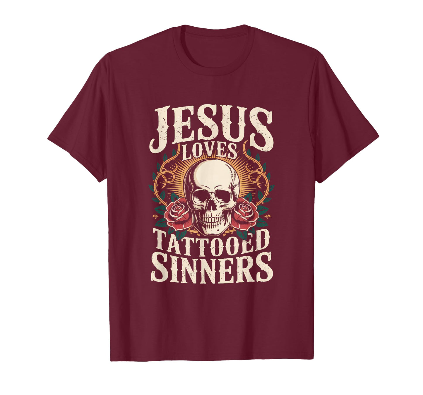 Jesus Loves Tattooed Sinners Christian Faith Inked Tattoo T-Shirt