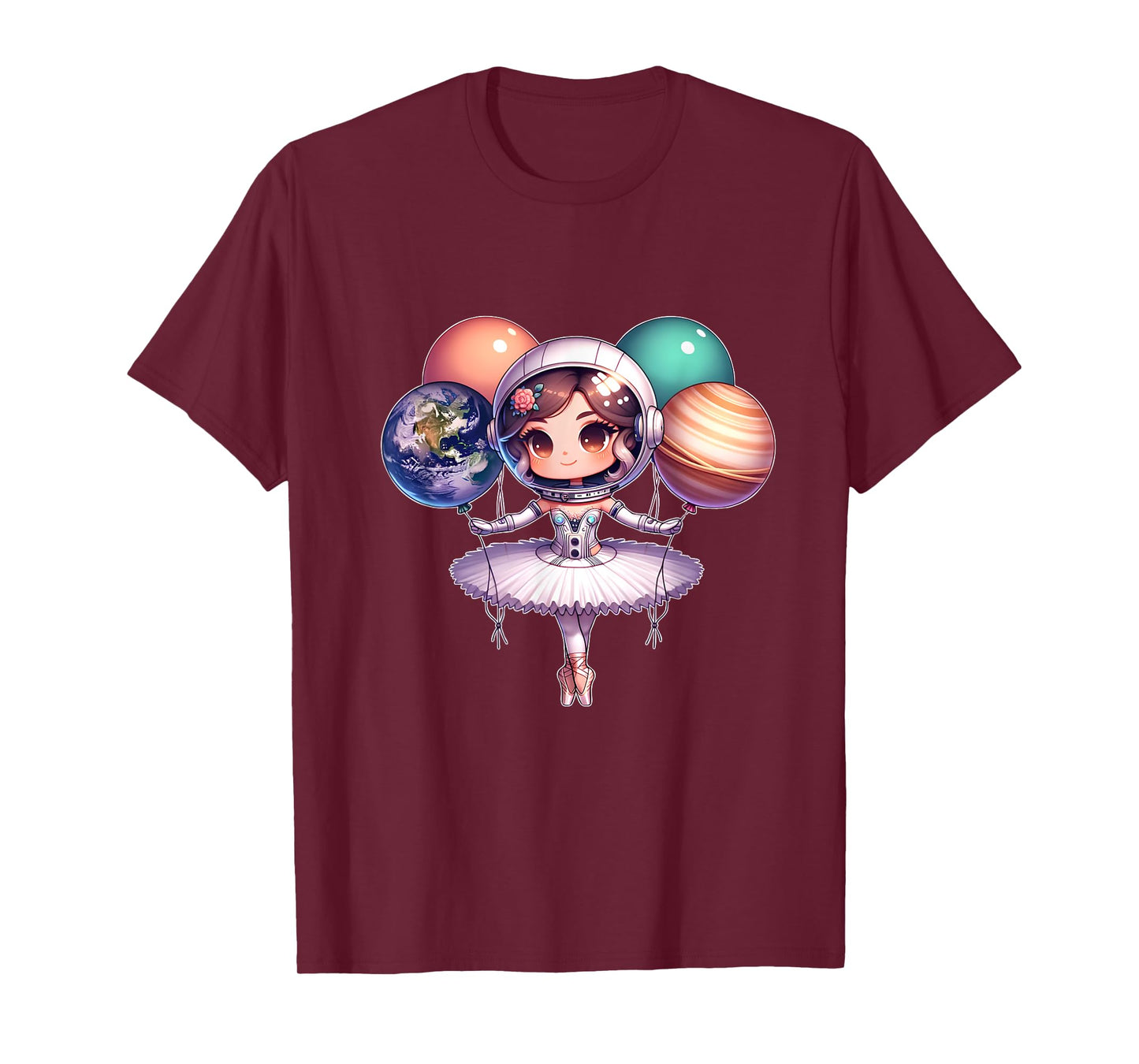 Cute ballerina girl space astronaut funny space ballons T-Shirt