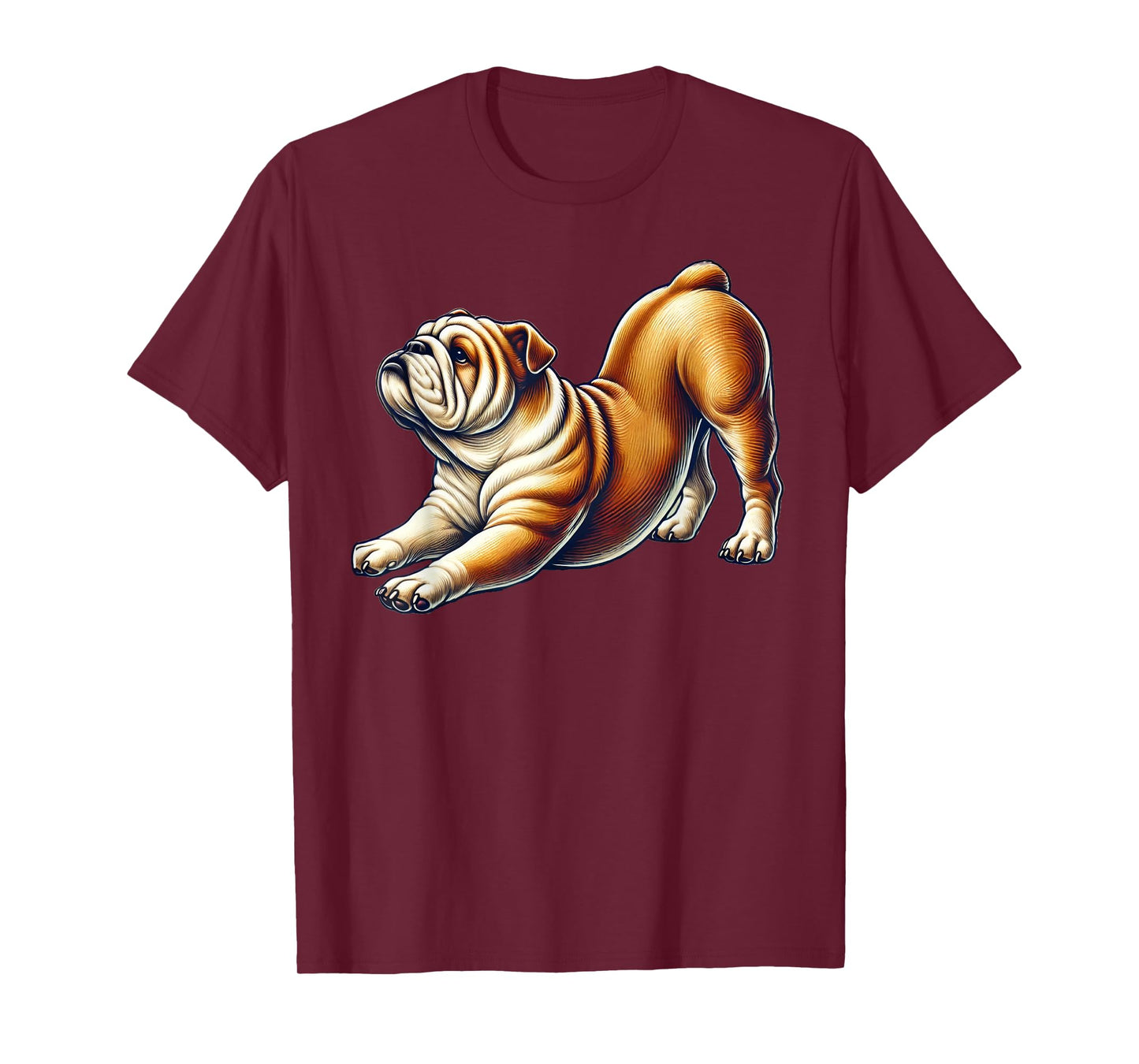 English Bulldog Dog Yoga Pose T-Shirt for Men Women Kids