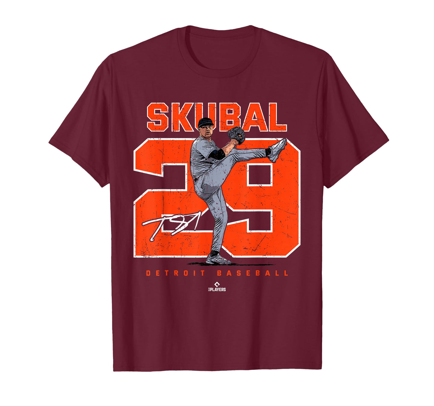 Number and Portrait Tarik Skubal Detroit Baseball MLBPA T-Shirt