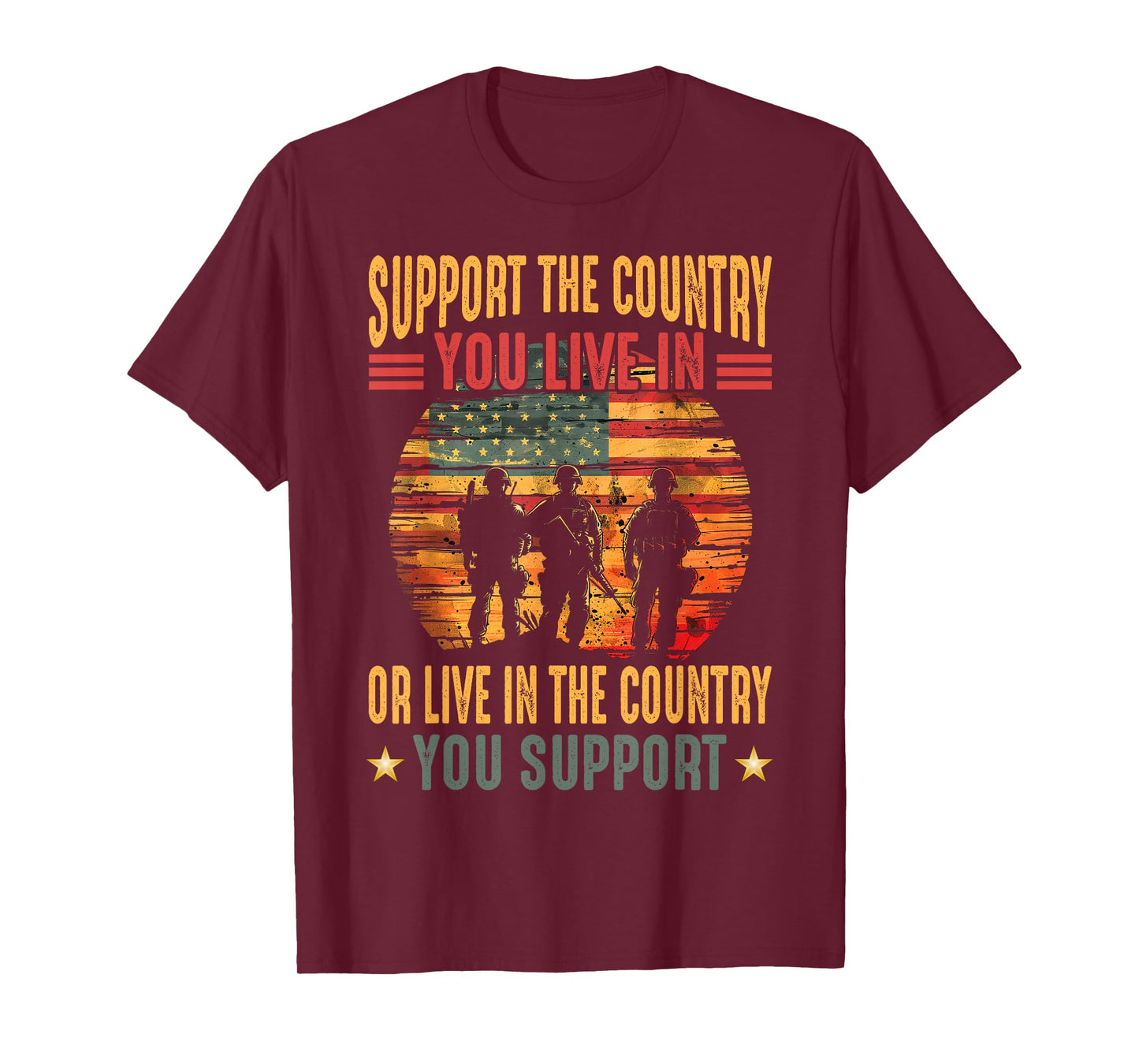 American Flag Vintage Support The Country You Live In T-Shirt