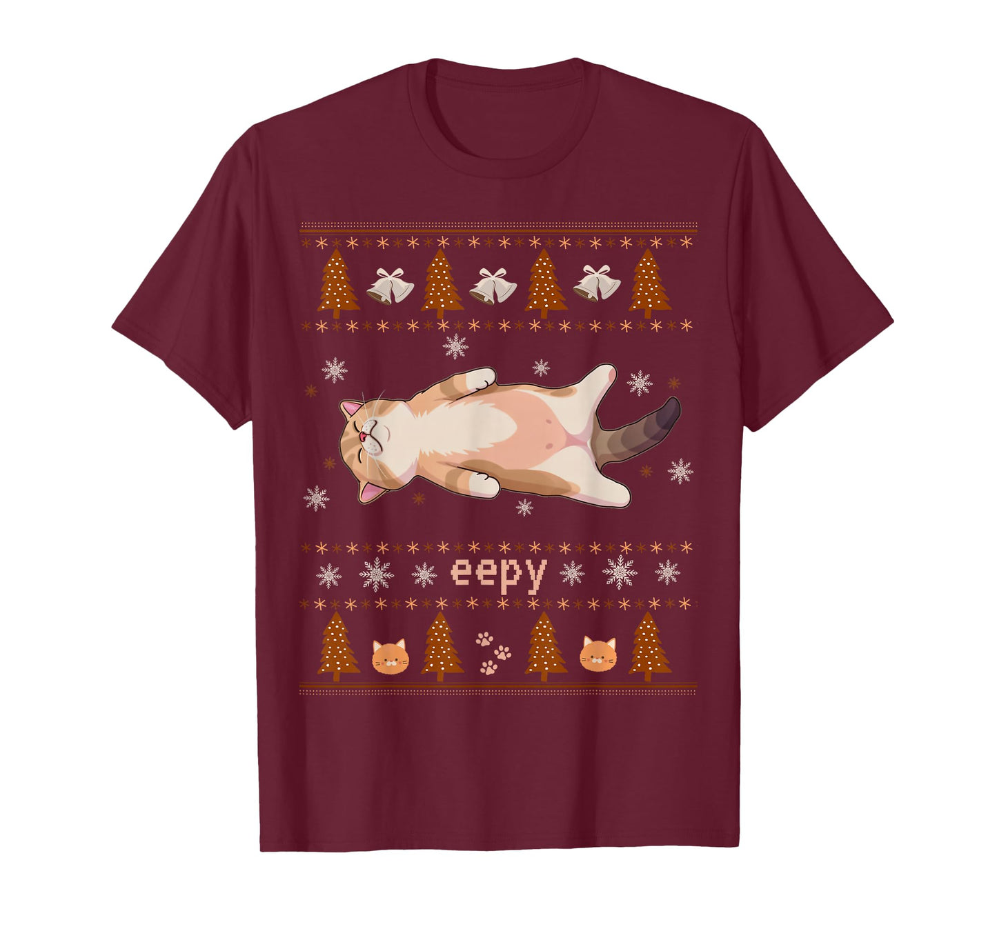Christmas Eepy Cat Meme Silly Festive Cozy Sleepy Humor T-Shirt