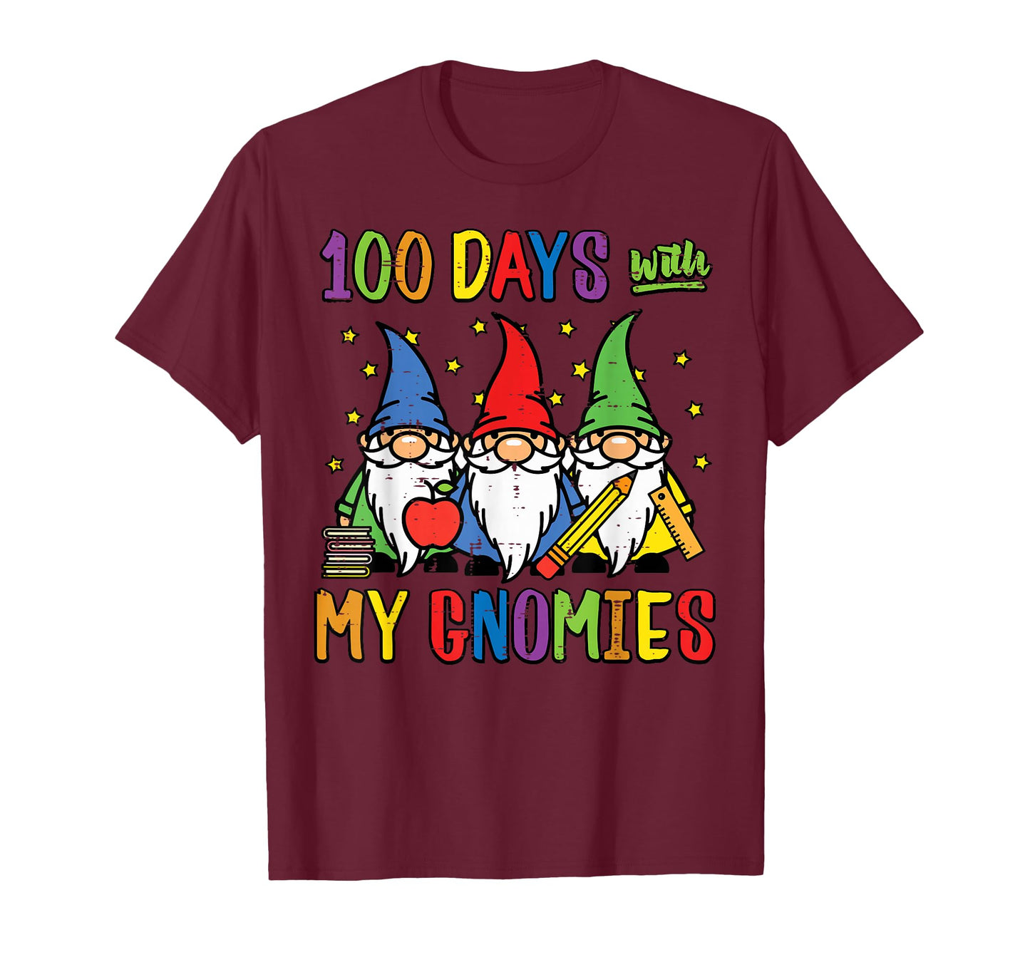 100 Days of School with Gnomies Funny 100th Day Women Kids T-Shirt