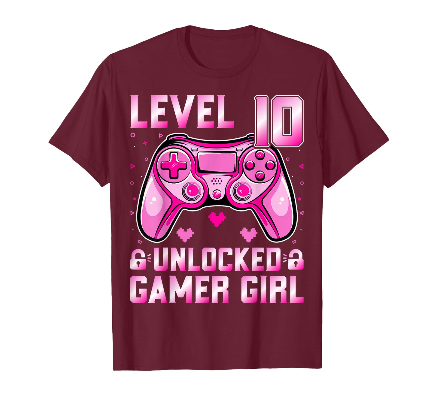 Level 10 Unlocked Gamer Girl Video Gamer 10th Birthday T-Shirt