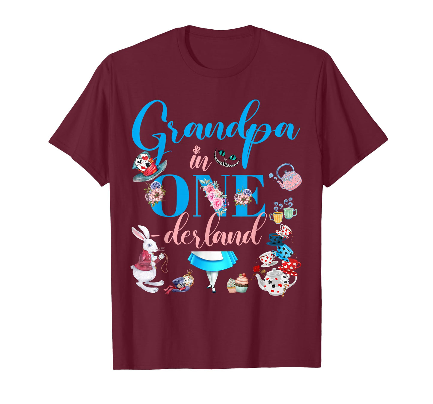 Alice in ONEderland Family Grandpa Of The Birthday Girl T-Shirt