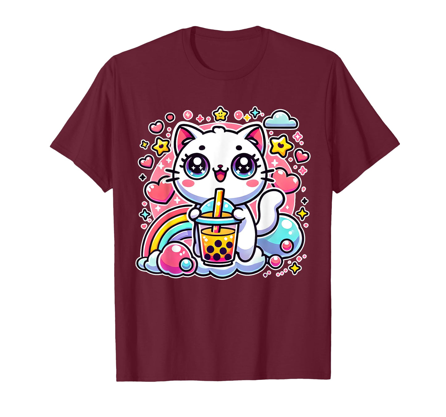 Cute Cat Boba Tea Bubble Tea Anime Kawaii Neko Gift Idea T-Shirt for Men Women Girls Kids