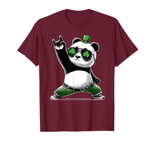 Panda Rocks St Patty's Shamrock Funny St Patrick's Day T-Shirt