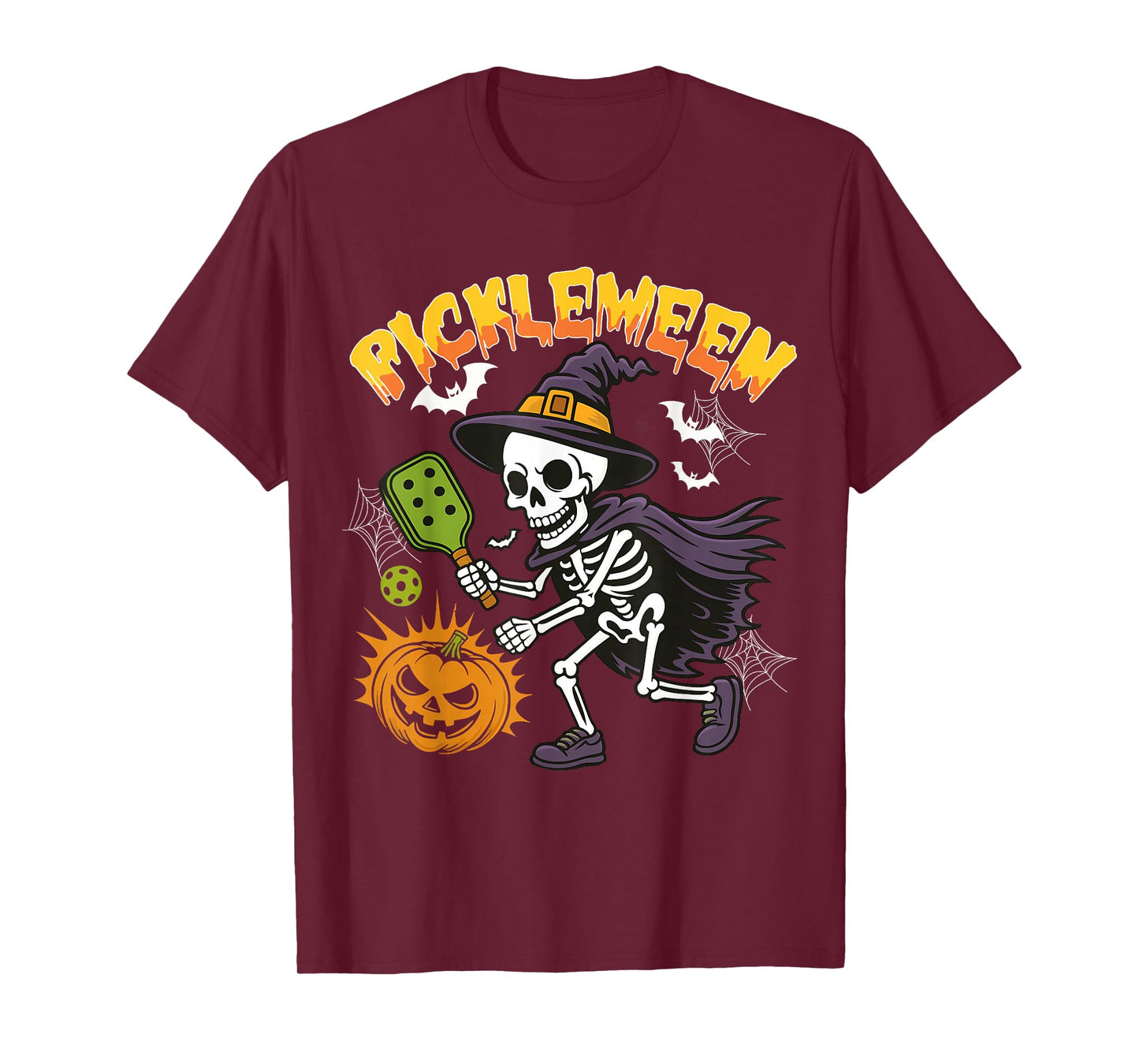 Pickleween Halloween Skeleton Pickleball Players Men Women T-Shirt