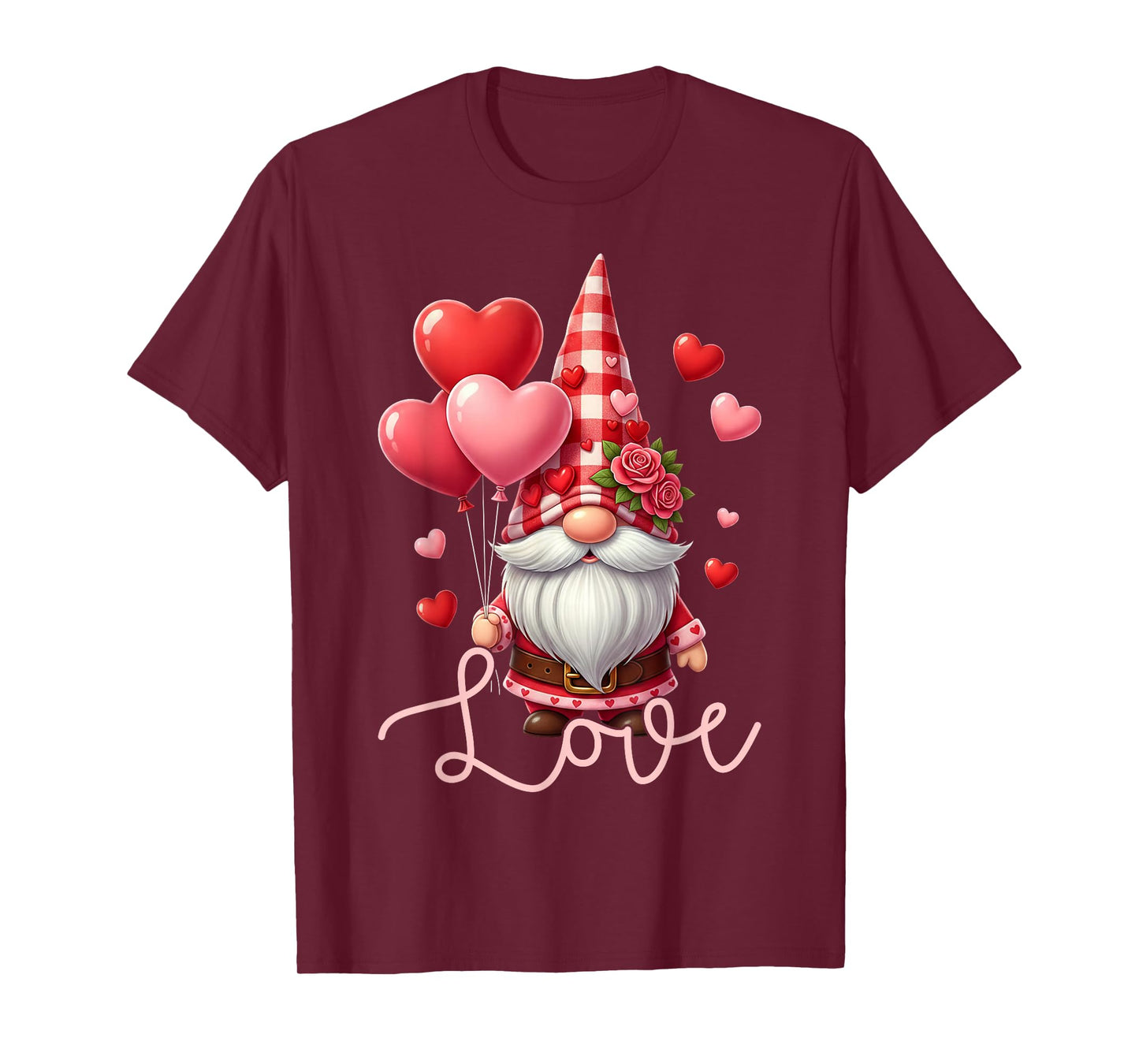 Love Valentines Gnomes Cute Red Hearts Gnome Women Girls T-Shirt