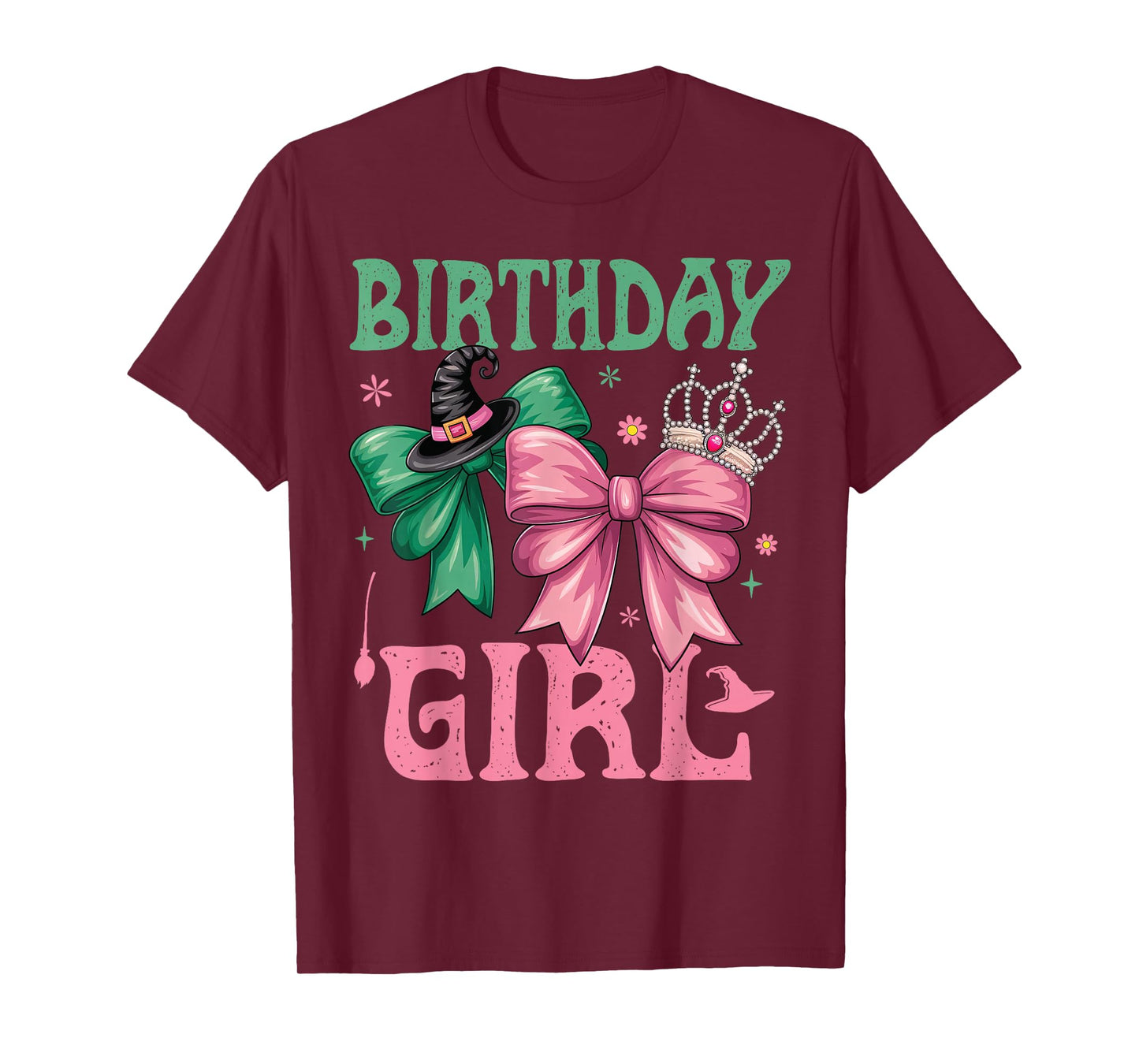 Birthday Girl Pink and Green Birthday Witch Women Girl Kids T-Shirt