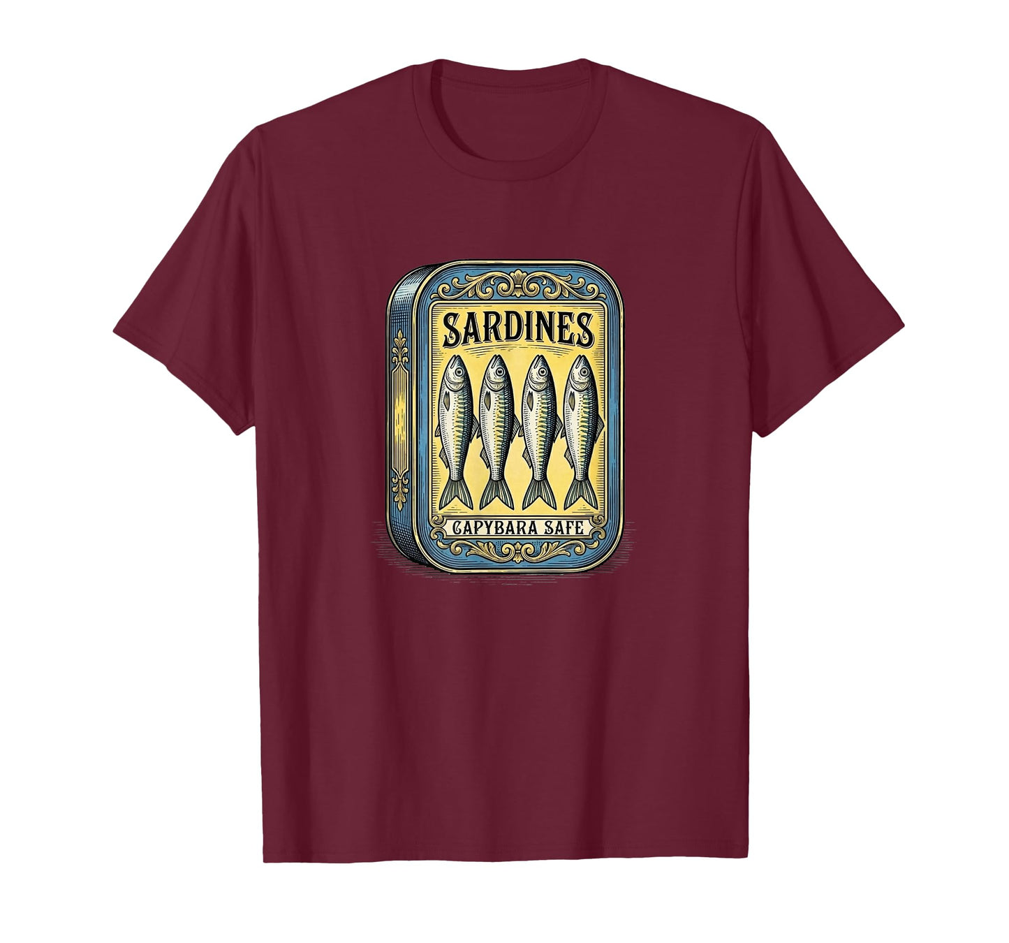 Sardines Vintage Retro Canned Fish Parody Fun Capybara Safe T-Shirt