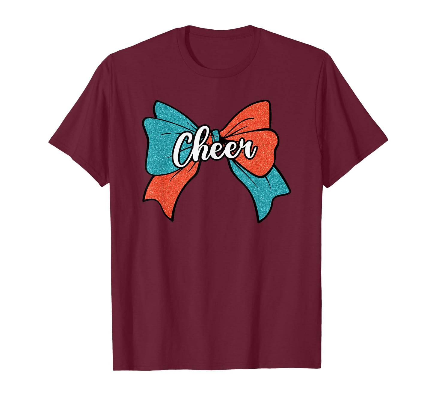 Cheer Coquette Bow Teal Blue Orange Cheerleader Cheerleading T-Shirt