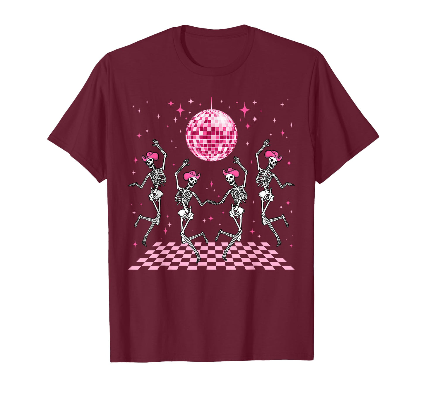 Cowgirl Western Funny Dancing Skeletons & Disco Ball Club T-Shirt