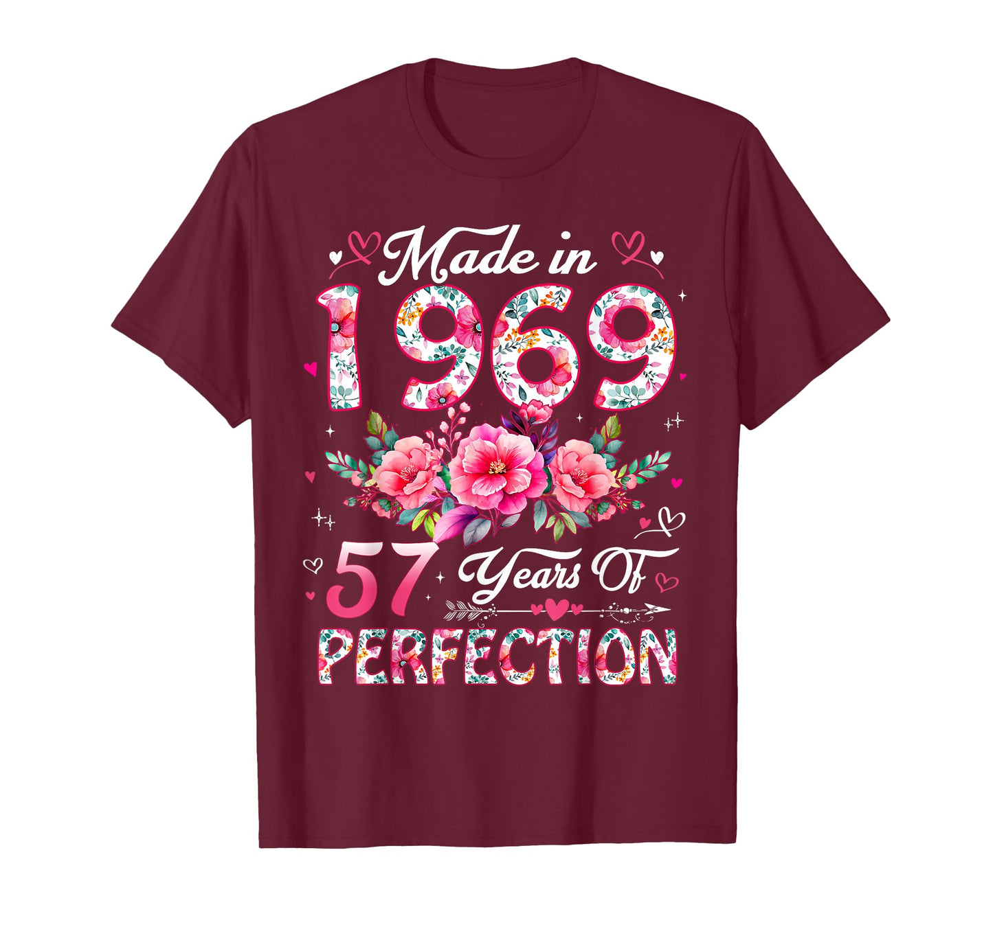 57 Year Old Made in 1969 Floral 57th Birthday Women T-Shirt