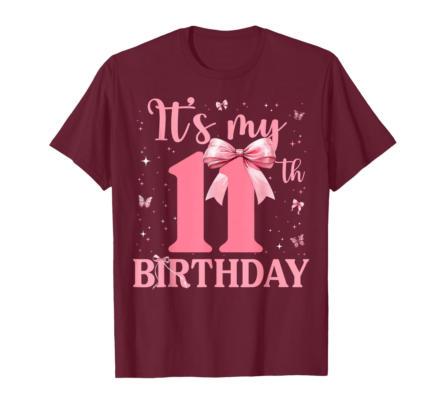 It's My 11th Birthday Aesthetic Pink Bow Coquette Birthday T-Shirt