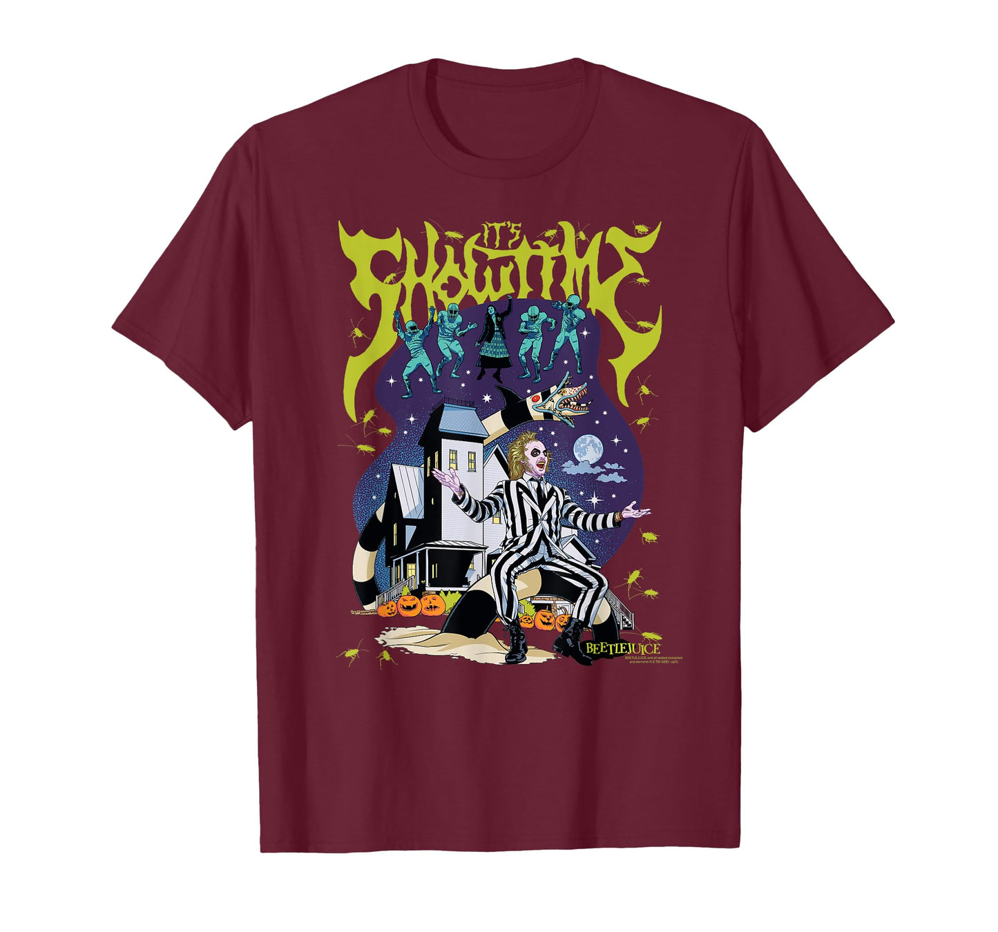 Beetlejuice It's Showtime Colorful Collage Retro Movie T-Shirt