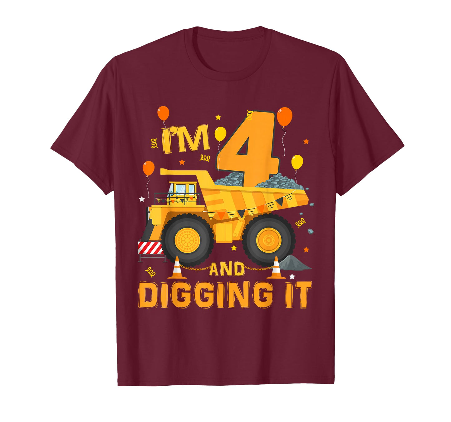 I'm 4 Year Old Digging It 4th Birthday Construction Truck T-Shirt