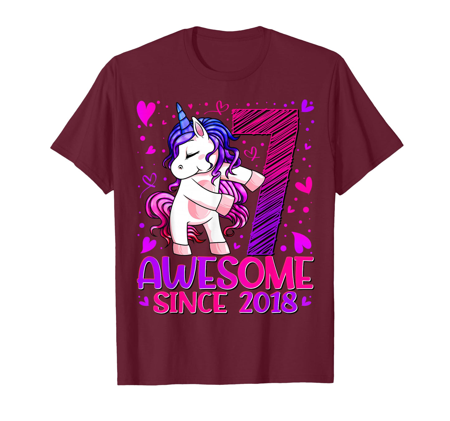 7 Year Old Unicorn Gifts For Girls 7th Birthday Girl Party T-Shirt