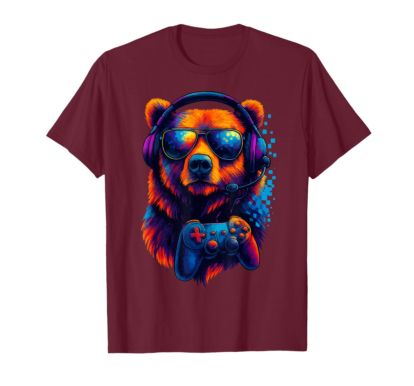 Gaming Bear with Headset and Controller Colorful Gamer Bear T-Shirt