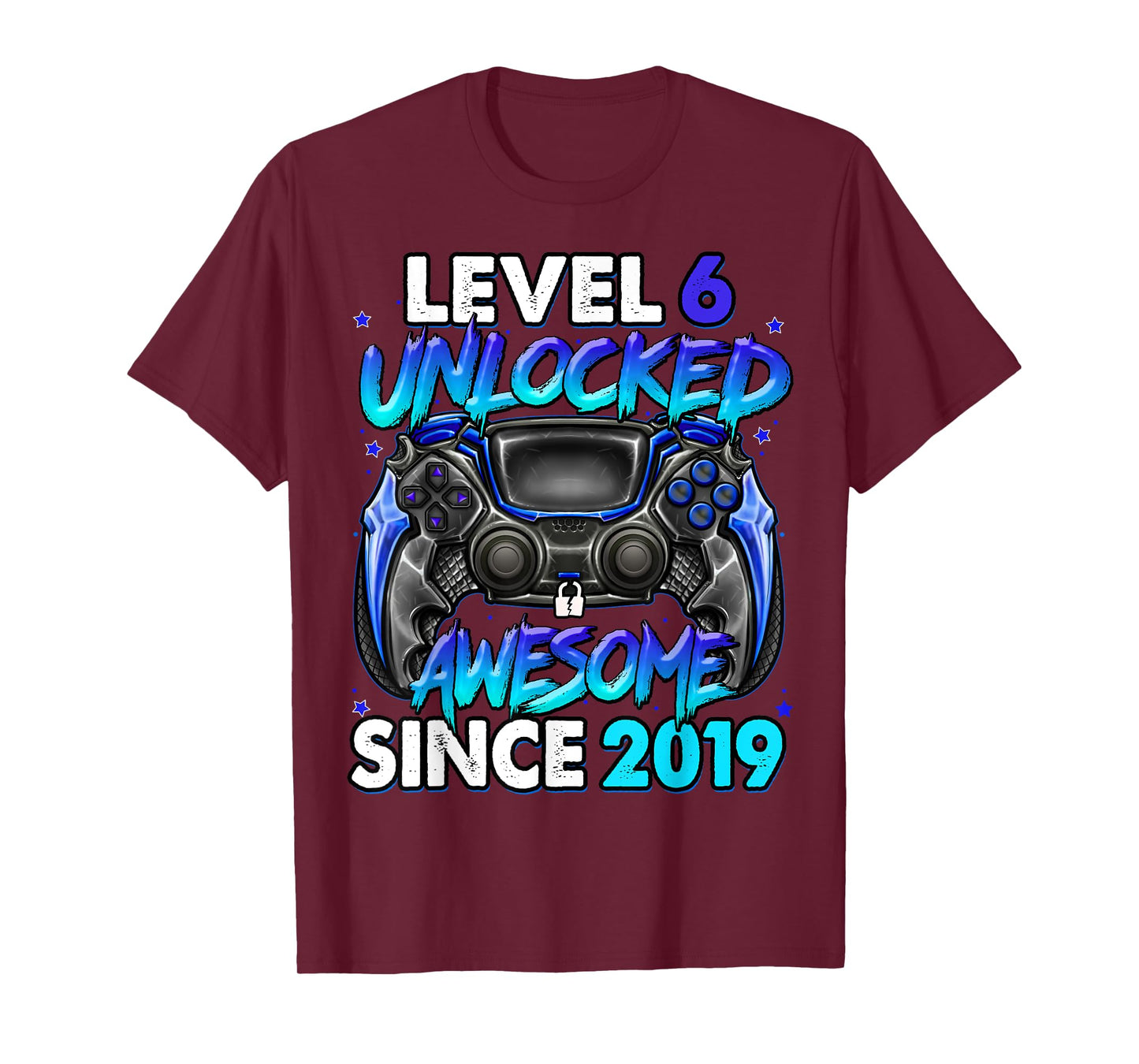 Level 6 Unlocked Awesome Since 2019 6th Birthday Gaming T-Shirt