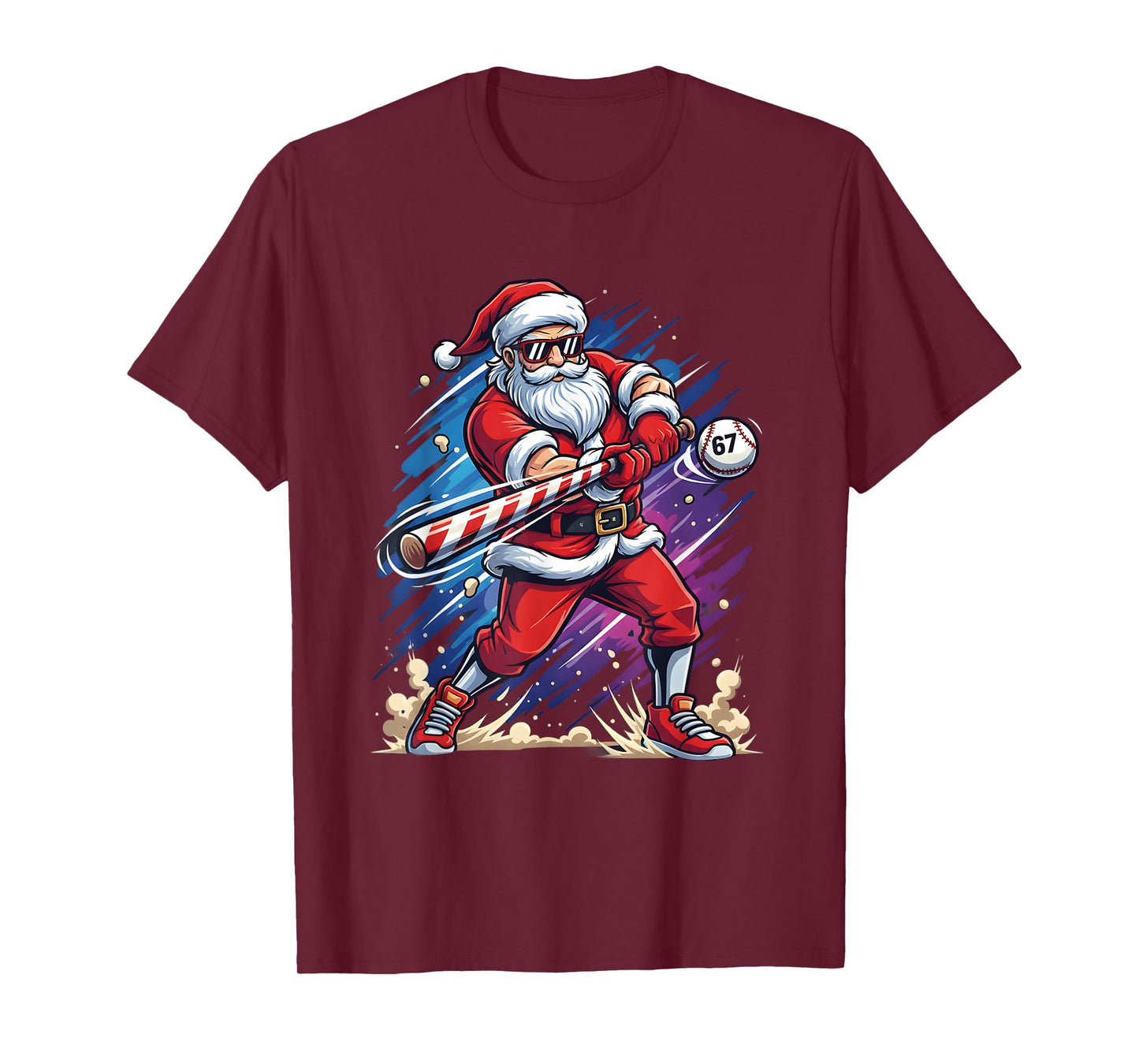 Christmas Baseball Funny Santa Game Day Xmas Boys Baseball T-Shirt