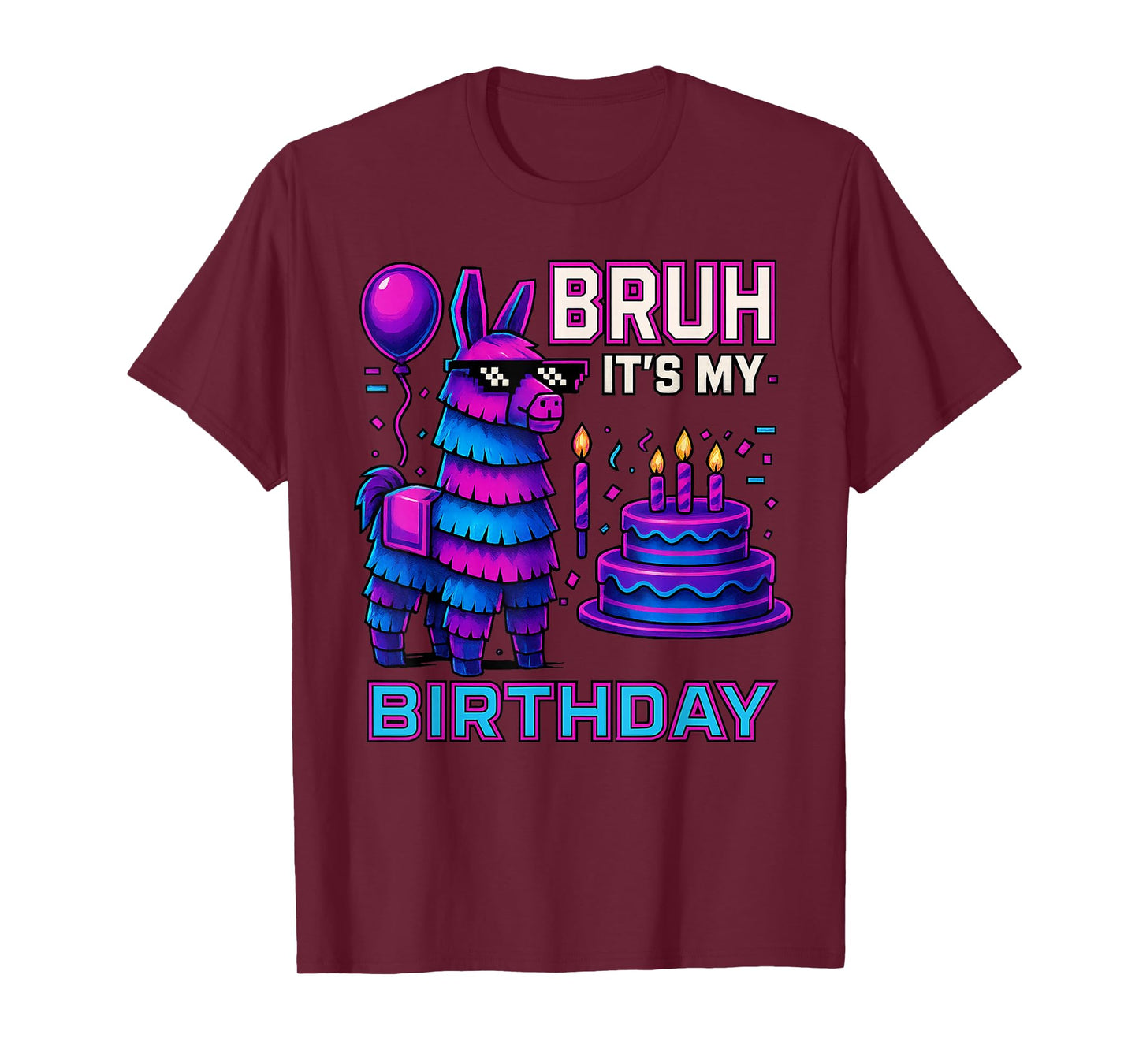 Bruh It’s My Birthday Funny Llama Pinata bday boy kids party T-Shirt