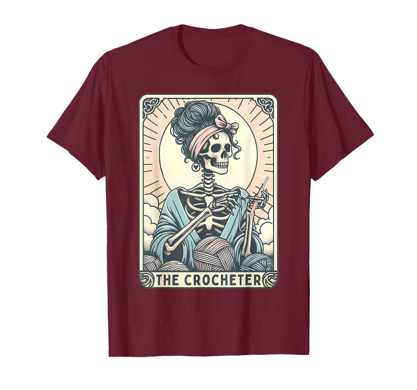 Skeleton The Crocheter Mom Tarot Card Knitter Crochet Lover T-Shirt
