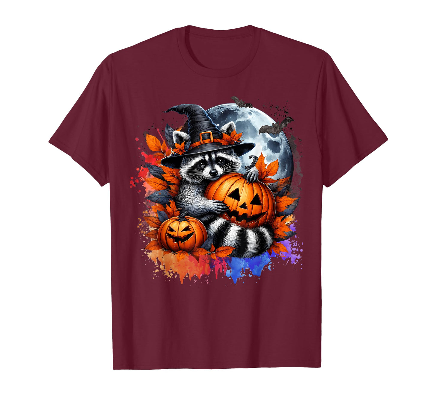 Halloween Raccoon Pumpkin Witch Gifts For Men Women Kid Boys T-Shirt