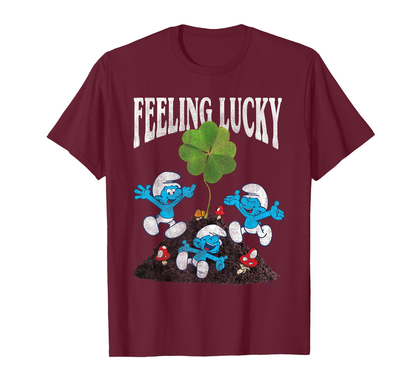 The Smurfs Feeling Lucky Shamrock St. Patrick's Day Cartoon T-Shirt