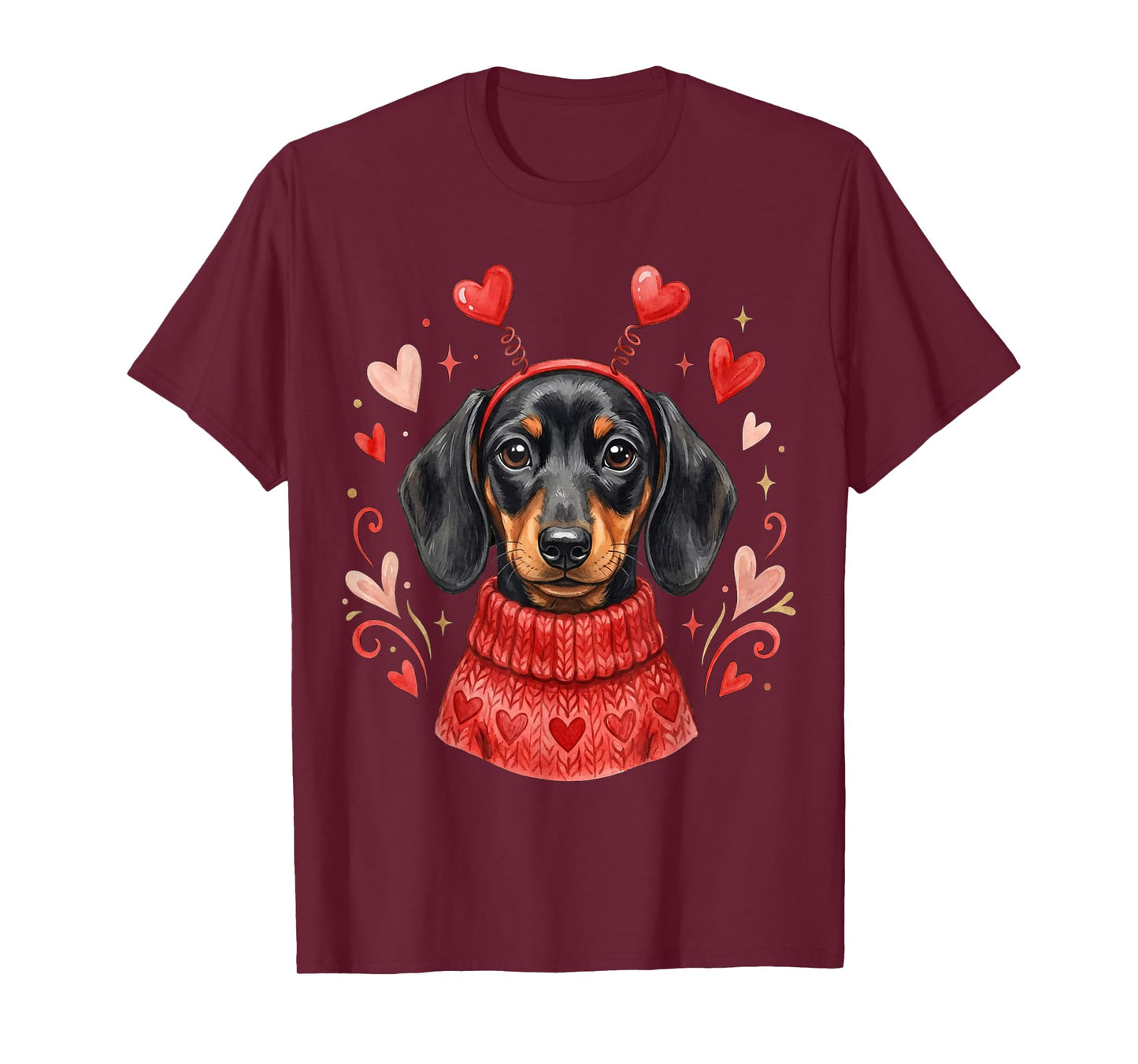 Cute Dachshund Valentines Dogs with Hearts Dog Valentine T-Shirt