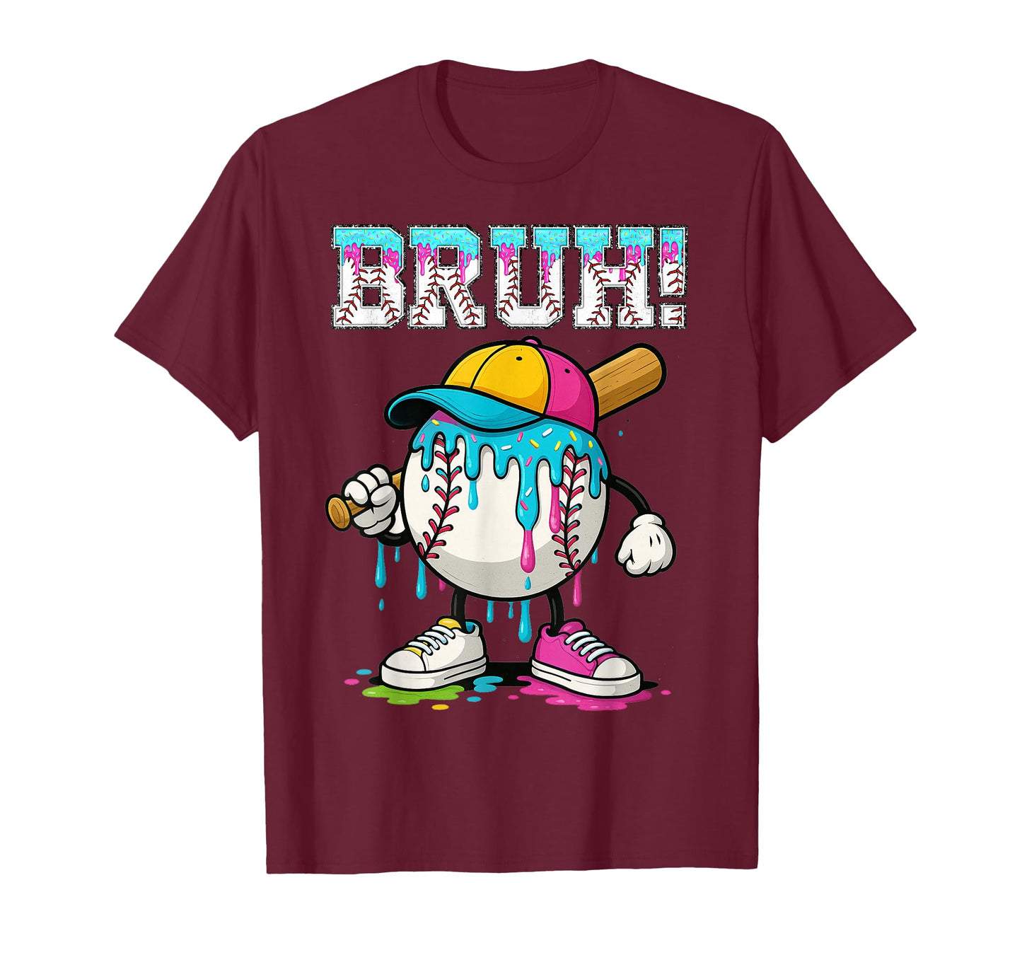 Baseball Drip Boys Bruh Ice Cream Bruh Meme For Son Grandson T-Shirt