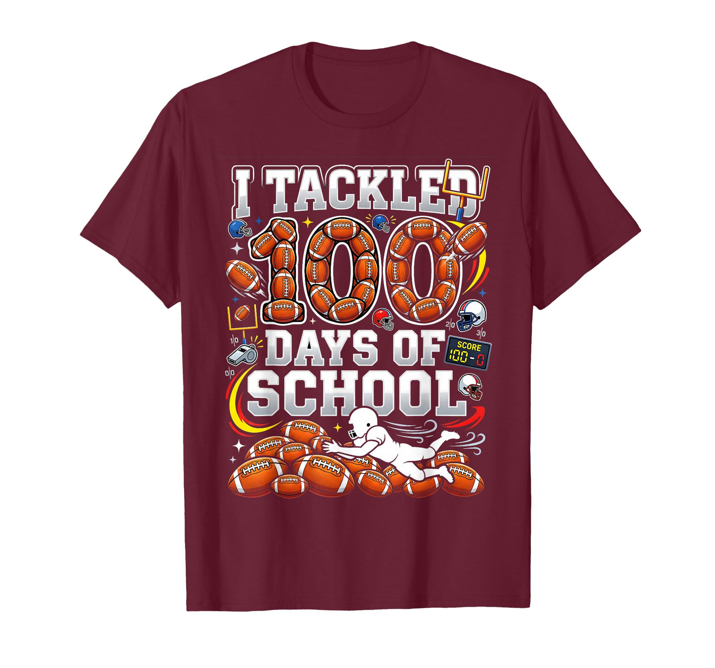 I Tackled 100 Days of School Football 100th Days Boys Sports T-Shirt