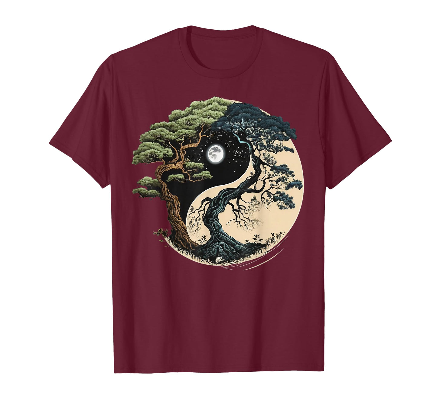 Yin Yang Tree of Life on Buddhist Bonsai Tree T-Shirt