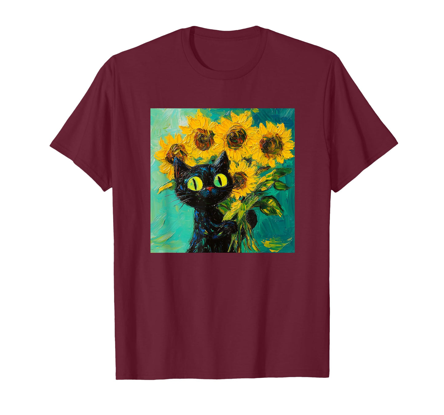 Funny Style Van Gogh Sunflowers Women Men Girl Boy Cat T-Shirt