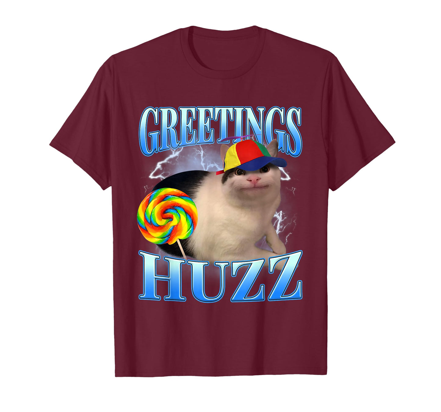 Lollipop Cat Meme Greetings Huzz Funny Gen Z Alpha Humor T-Shirt