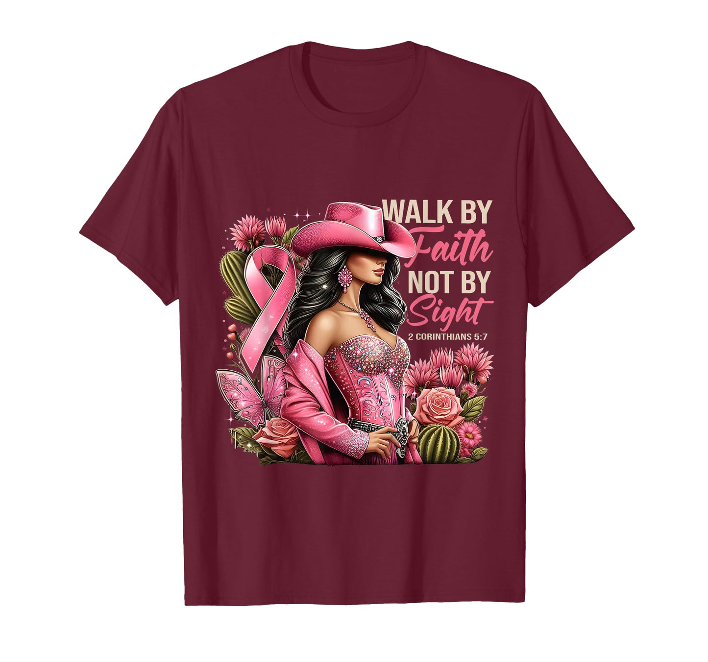 Walk by Faith Breast Cancer Awareness Cowgirl T-Shirt